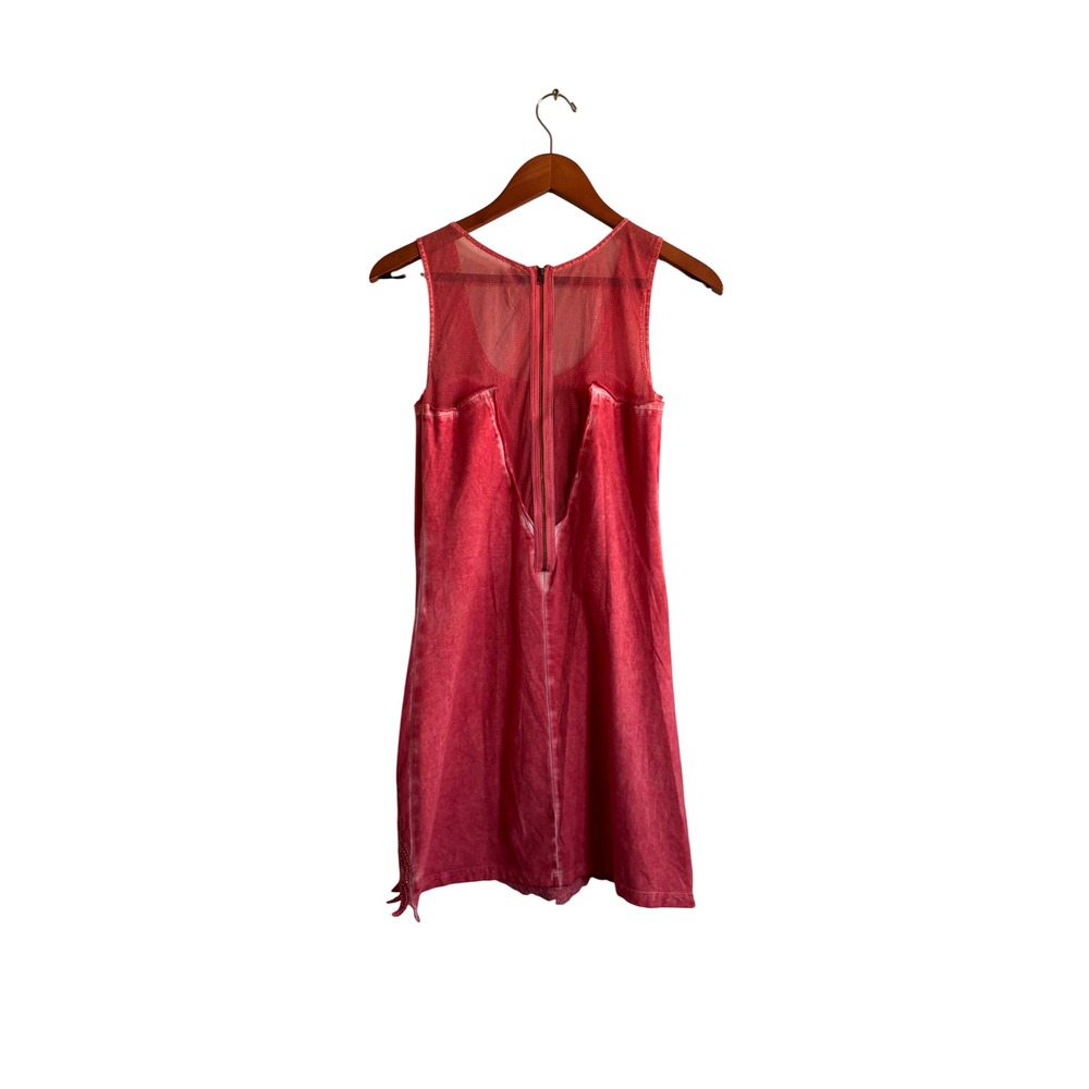 Free People Coral Mesh Lace Illusion Mini Dress Back Zip‎ Sheer Sleeveless - Picture 6 of 6